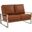 Leisuremod Jefferson Contemporary Modern Faux Leather Loveseat With Silver Frame In Cognac Tan
