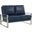 Leisuremod Jefferson Contemporary Modern Faux Leather Loveseat With Silver Frame In Navy Blue