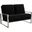 Leisuremod Jefferson Contemporary Modern Velvet Loveseat With Silver Frame In Black