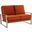 Leisuremod Jefferson Contemporary Modern Velvet Loveseat With Silver Frame In Orange
