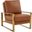 Leisuremod Jefferson Leather Modern Design Accent Armchair With Elegant Gold Frame In Cognac Tan