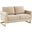 LeisureMod Lincoln Beige Modern Mid-Century Upholstered Velvet Loveseat with Gold Frame
