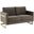 LeisureMod Lincoln Dark Grey Modern Mid-Century Upholstered Velvet Loveseat with Gold Frame