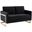 LeisureMod Lincoln Midnight Black Modern Mid-Century Upholstered Velvet Loveseat with Gold Frame