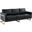 LeisureMod Lincoln Modern Mid-Century Upholstered Leather Black Sofa with Gold Frame