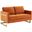 LeisureMod Lincoln Orange Modern Mid-Century Upholstered Velvet Loveseat with Gold Frame