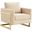 Lincoln Velvet Accent Arm Chair With Gold Frame In Beige