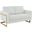 LeisureMod Lincoln White Modern Mid-Century Upholstered Leather Loveseat with Gold Frame