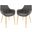 LeisureMod Markley Modern Leather Black Dining Arm Chair With Gold Metal Legs Set of 2