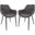 LeisureMod Markley Modern Leather Black Dining Arm Chair With Metal Legs Set of 2