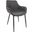 Leisuremod Markley Modern Leather Dining Arm Chair Kitchen Chairs With Metal Legs In Charcoal And Black