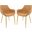 LeisureMod Markley Modern Leather Light Brown Dining Arm Chair With Gold Metal Legs Set of 2