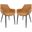 LeisureMod Markley Modern Leather Light Brown Dining Arm Chair With Metal Legs Set of 2