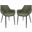 LeisureMod Markley Modern Leather Olive Green Dining Arm Chair With Metal Legs Set of 2