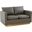Leisuremod Nervo Modern Mid-Century Upholstered Leather Loveseat With Gold Frame In Grey