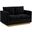 Leisuremod Nervo Modern Mid-Century Upholstered Velvet Loveseat With Gold Frame In Midnight Black