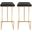 Leisuremod Quincy Leather Charcoal Black Bar Stools With Gold Metal Frame Set Of 2