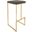 LeisureMod Quincy Quilted Stitched Leather Bar Stools With Gold Metal Frame In Grey