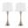 Lenuxe 29 Inch Metal Table Lamp Set of 2 In Brushed and White Textured