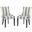 Lester 19 Inch Awning Stripes Dining Chair with Silver Nail Heads in White and Grey Set of 2