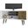 Liberty 53.14 Inch Mid-Century - Modern TV Stand With 5 Shelves And 1 Door In White And Rustic Brown With Solid Wood Legs
