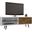 Liberty 62.99 Inch Mid-Century - Modern TV Stand With 3 Shelves And 2 Doors In White And Rustic Brown With Solid Wood Legs