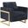 Lincoln Boucle Fabric Accent Armchair In Blue