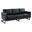 Lincoln Leather Sofa with Black Frame In Black