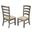 Linda Dining Chairs Set of 2 In Beige Linen and Rustic Gray Brown Wood