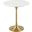 Lippa 20 Inch  Round Artificial Marble Side Table In Gold White