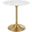 Lippa Gold and White 28 Inch Round Artificial Marble Dining Table