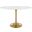 Lippa Gold and White 48 Inch Oval Artificial Marble Dining Table