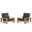 Lirienne Outdoor Patio Aluminum Faux Wood Armchairs Set of 2 In Charcoal and Natural