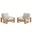 Lirienne Outdoor Patio Aluminum Faux Wood Armchairs Set of 2 In Ivory and Natural