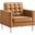 Loft Silver Tan Tufted Upholstered Faux Leather Arm Chair