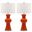 Lola Orange Column Lamp with White Shade- Set of 2