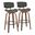Lombardi 30 Inch Fixed Height Barstool Set of 2 In Black and Gray
