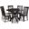Lore Modern and Contemporary Grey Fabric Upholstered and Dark Brown Finished Wood 7-Piece Dining Set