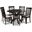 Lore Modern and Contemporary Sand Fabric Upholstered and Dark Brown Finished Wood 7-Piece Dining Set