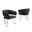 Luke Teddy Boucle Fabric Dining Chair Set of 2 In Black and Chrome