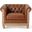 Luminex Tufted Upholstered Club Chair with Nailhead Accents and Scrolled Tuxedo Arms In Light Brown
