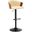 Lydia Adjustable Walnut Wood Bar Stool In Cream Faux Leather with Black Metal