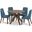 Lyncott Round Dining Room Set With Blue Chairs