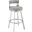 Lynof Swivel Counter Stool In Brushed Stainless Steel with Light Gray Faux Leather