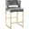 Lynx Gray Velvet Bar Stool Set of 2 In Gold