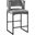 Lynx Gray Velvet Bar Stool Set of 2 In Matte Black