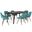 Malden/Draper 7-Piece Dining Set In Turquoise Blue