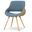 Malden Linen Look Fabric Bentwood Dining Chair with Wood Back In Denim Blue and Light Brown