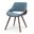 Malden Linen Look Fabric Bentwood Dining Chair with Wood Back In Denim Blue and Walnut