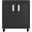 Manhattan Comfort Fortress Textured Metal 31.5 Inch Garage Mobile Cabinet With 2 Adjustable Shelves In Charcoal Grey